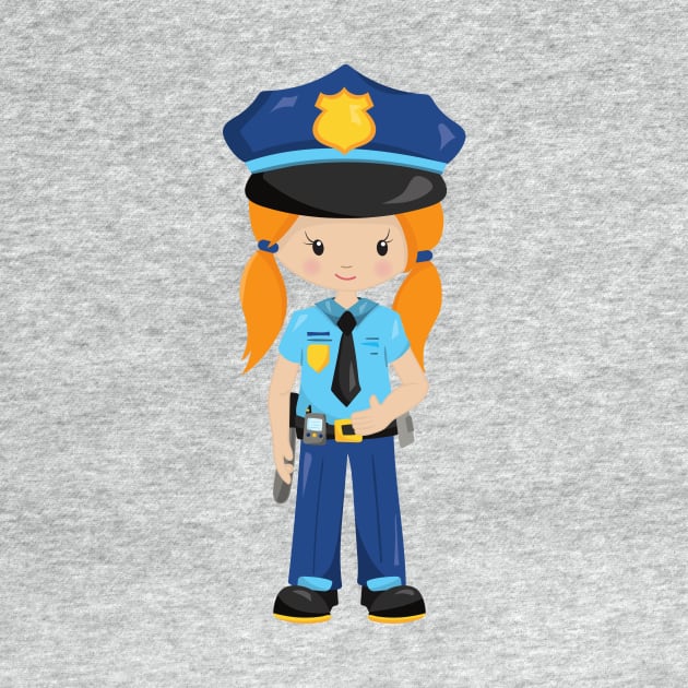 Police Girl, Police Officer, Cop, Orange Hair by Jelena Dunčević